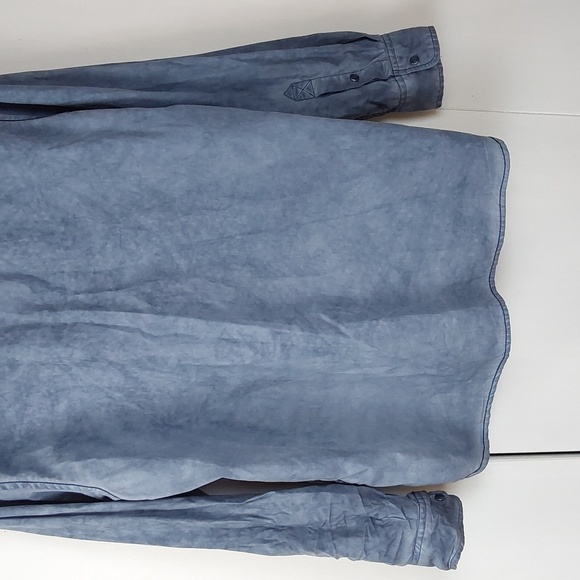 North River Outfitters Blue Cotton Denim Distressed BLUE pearl Snap shirt Sz.L - Picture 7 of 9
